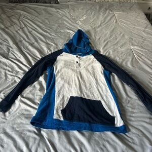 Blue and White Kids Long Sleeve Hoodie